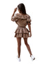 Lace V-Neck Ruffled Short-Sleeved Cotton Dress